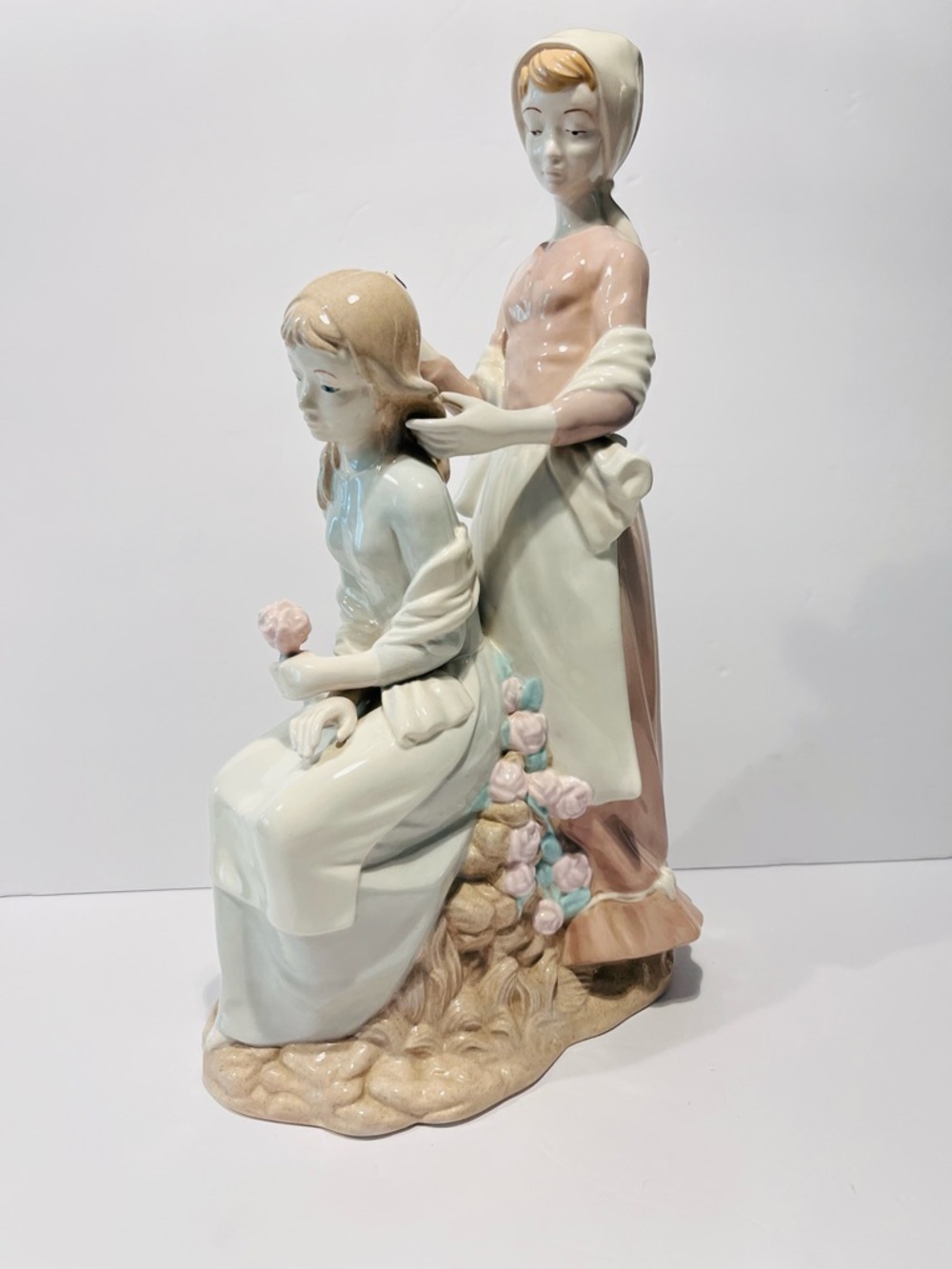 Vtg Very Rare Spanish Porcelain Large Sculpture Mother & Child Lladro Style 16”